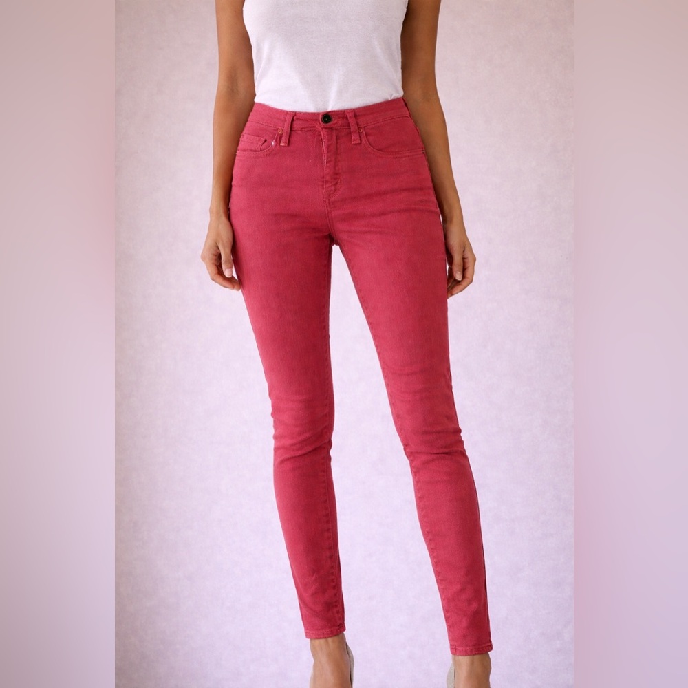 Coral Stretch Skinny Jeans | Slim Fit Colored Denim | Size = 3 - Picture 7 of 7